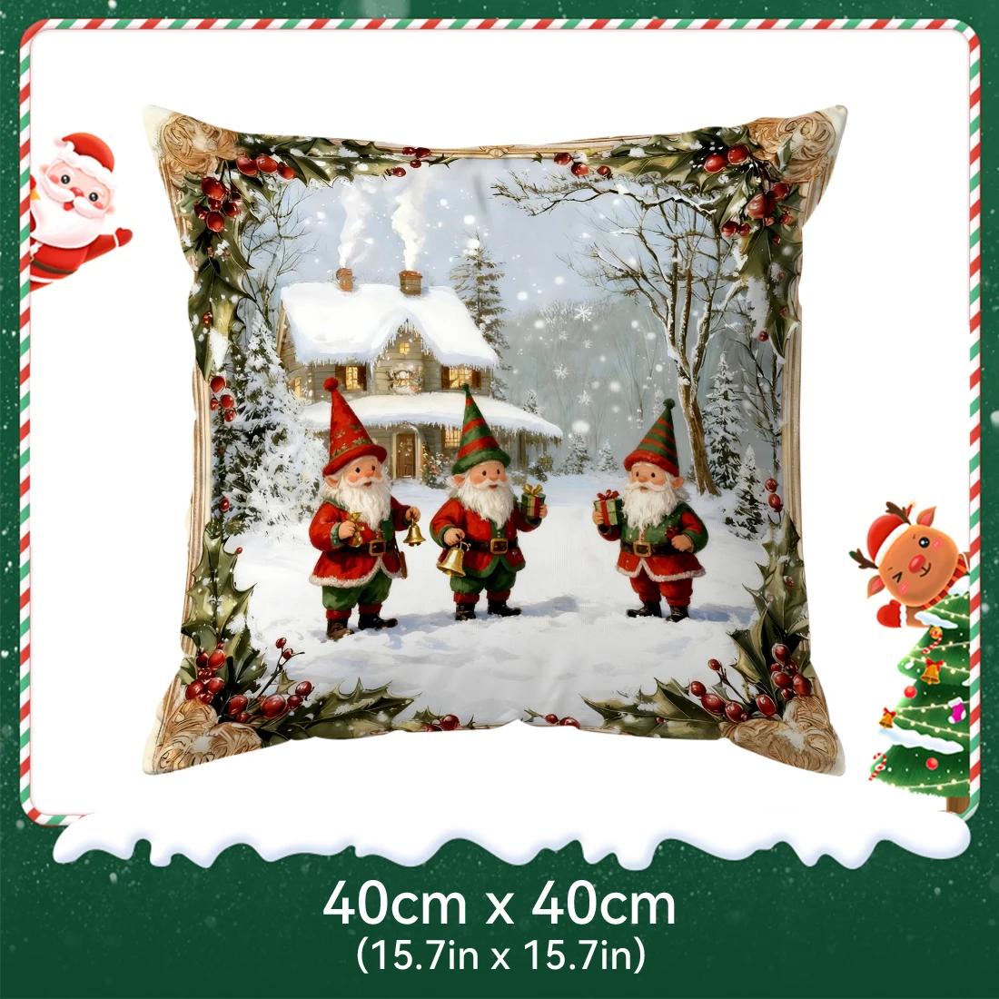 

Christmas snowman old man Cushions Pillowcase Polyester Cushion Cover Throw Pillow Pillowcover Home Car Sofa Decor 40x40cm