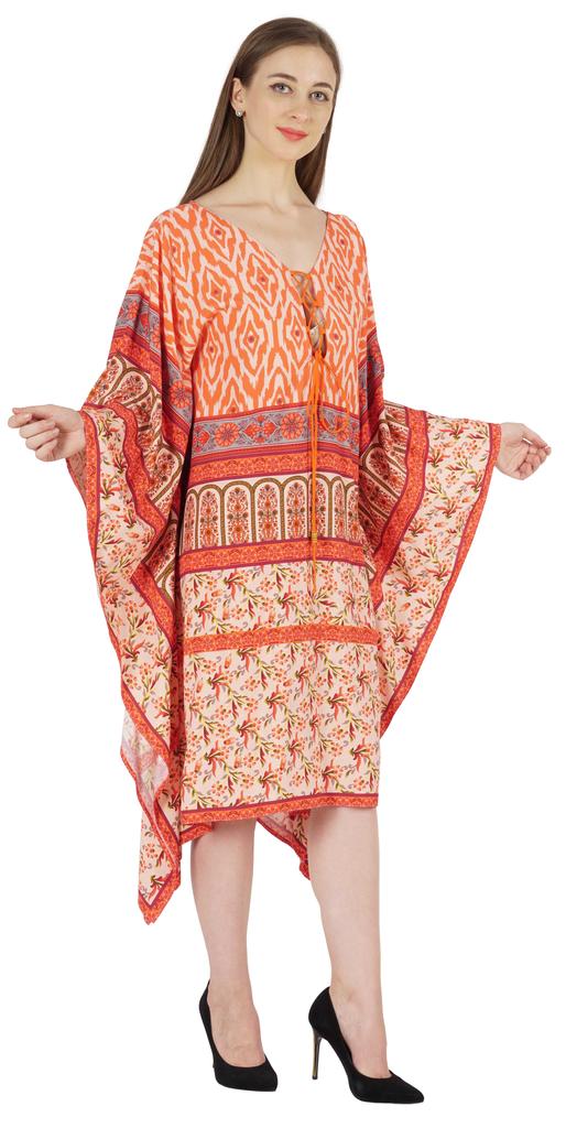Moomaya Printed Short Turkish Kaftan For Women's Sexy Kaftan Evening Gown Beachwear