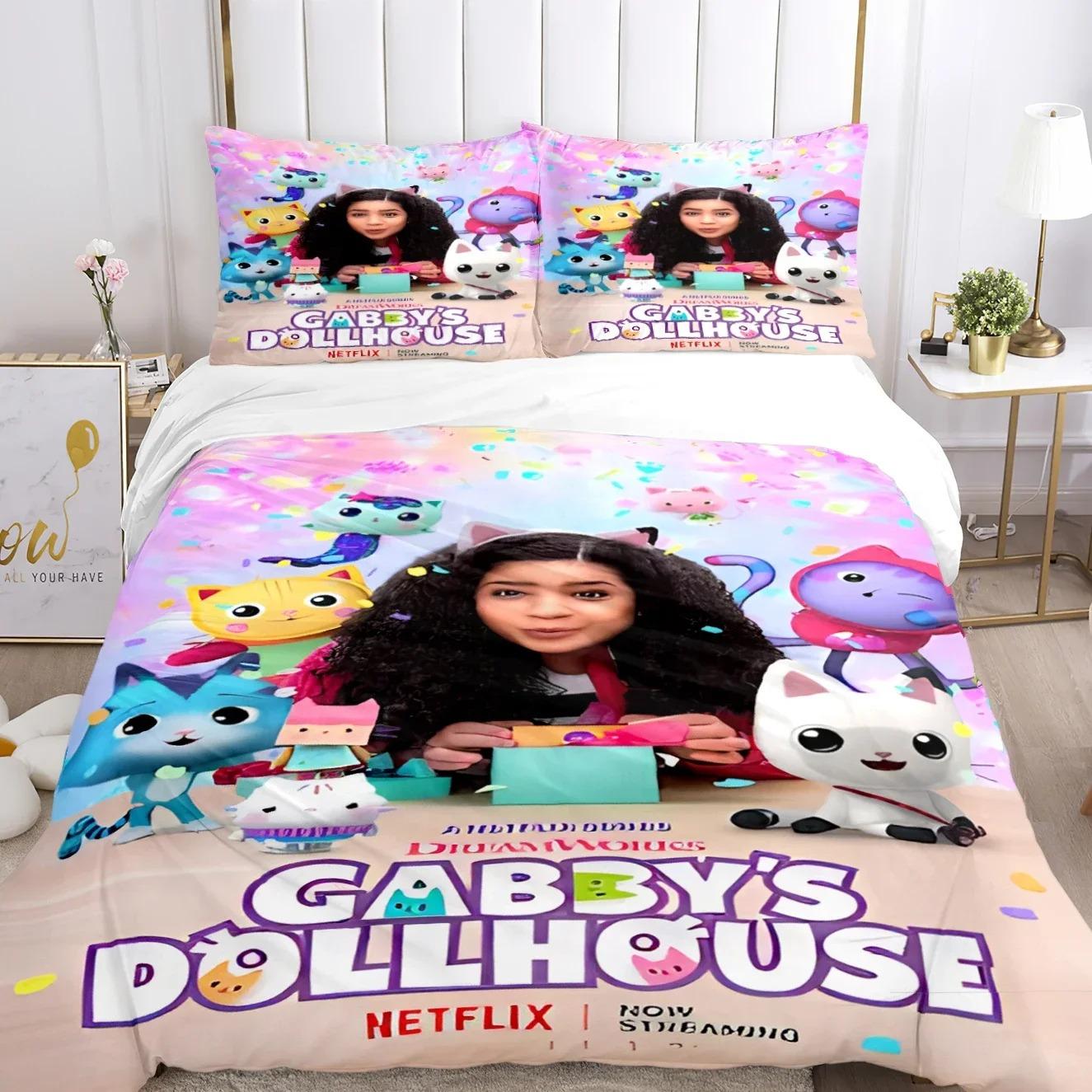 

Gaby s dolhouse Beding Set 3D Printed Suitable for Bedrom Soft with Soft Fabric Duvet Cover Set With Pilowcases Children Kids Home Textile 100*200cm Single