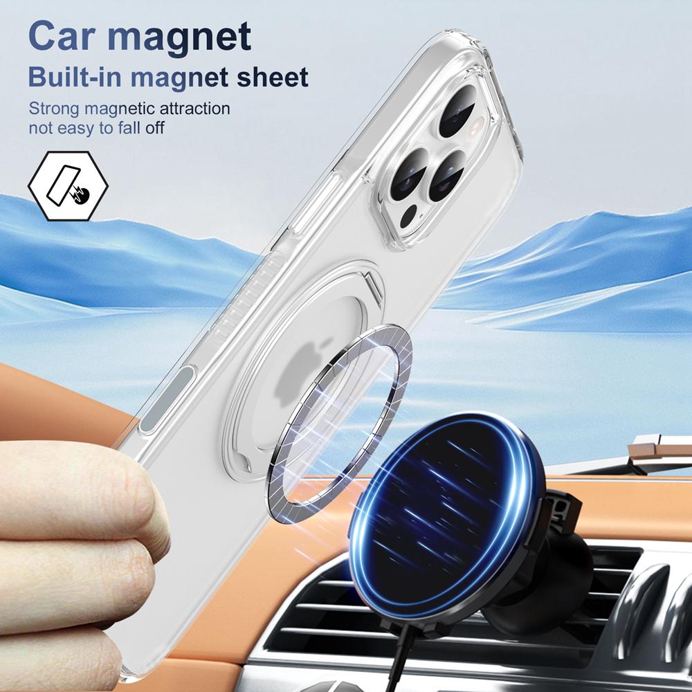 KEYSION Coque de protection pour iPhone 16 Pro Max 16 Plus avec bouton de contrôle tactile et anneau magnétique MagSafe 360, chargement sans fil, mat et transparent