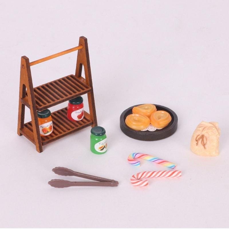 Realistic Dollhouses Candy Display Shelf Pastries Resin Structure Compatible With Miniature Furniture