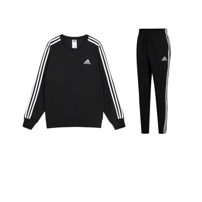 

Adidas Полосатая свободная толстовка с длинным рукавом и круглым вырезом, повседневный спортивный комплект для мужчин, толстовка, брюки, черный цвет GK8995+-GK9078 XXL