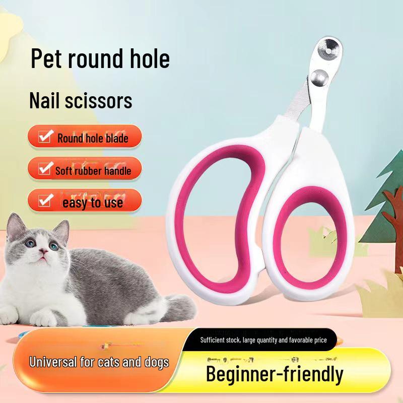 Stainless Steel Pet Nail Clippers for Cats - Small, Round Hole Design