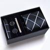 Fashion Handkerchief Wide Tie Sets Tie Clip Pocket Squares Cravat Business Classic Cufflinks Clip Box Men
