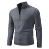 Men S Stand Collar Zip Up Loose Knitted Cardigan Solid Color Autumn