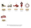 Red & White Painted Wooden House Christmas Ornaments: Car, Gift Cane, Donut, & Cloth Pendants