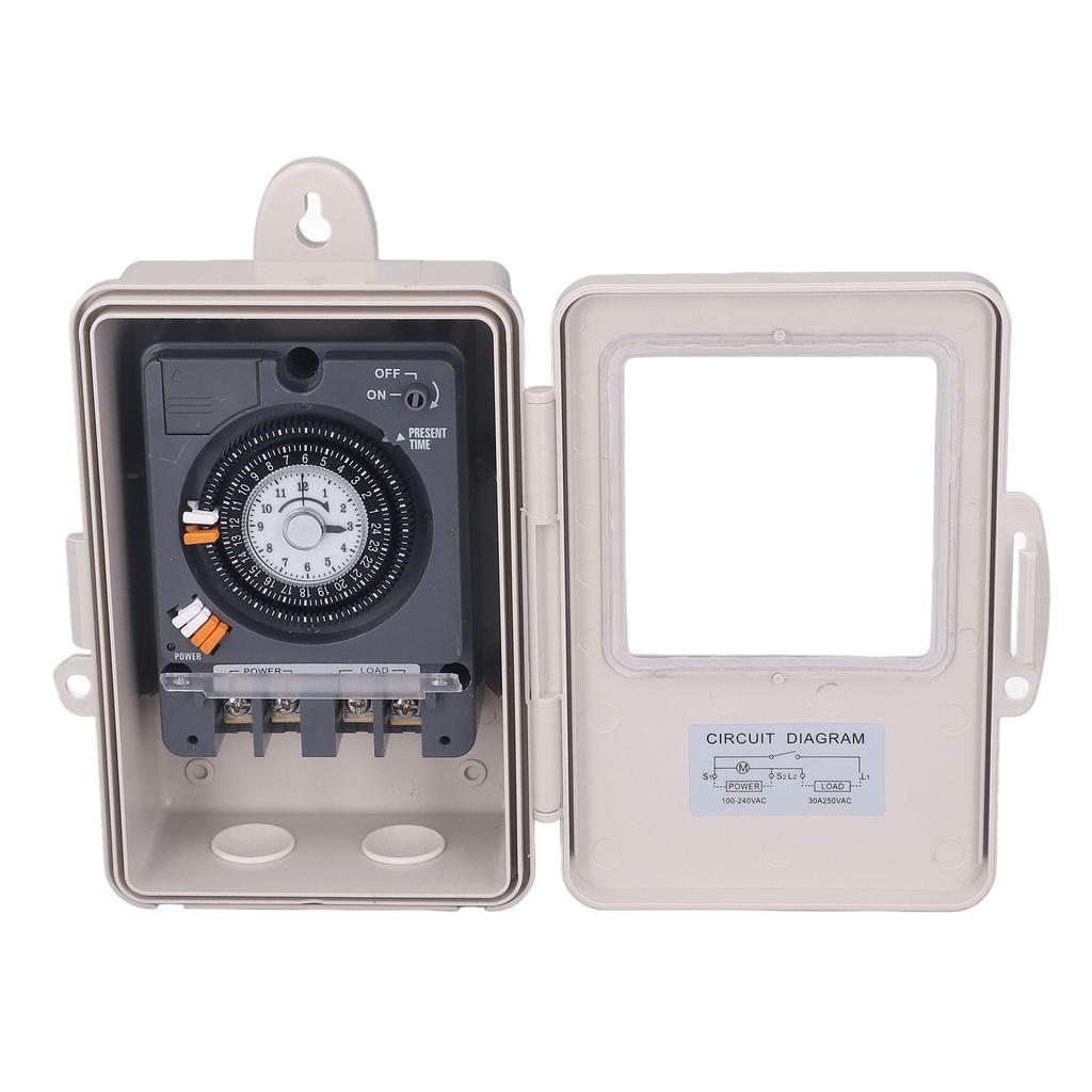 Mechanical Timer Switch IP53 Rainproof 24H Cycle Time Relay 30A 250VAC Contact Capacity 100?240VAC
