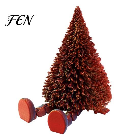 Colorful Festive Home Decor Christmas Tree Figure, Flexible Movable Joints 3D Printed Detailed PLA Ornaments Ornament, Creative Atmosphere Figure for