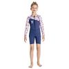 2.5mm Kids Girls Full Wetsuit Long Sleeve Short Pants Dive Suit Snorkeling Surfing Swimming Warmth Protection