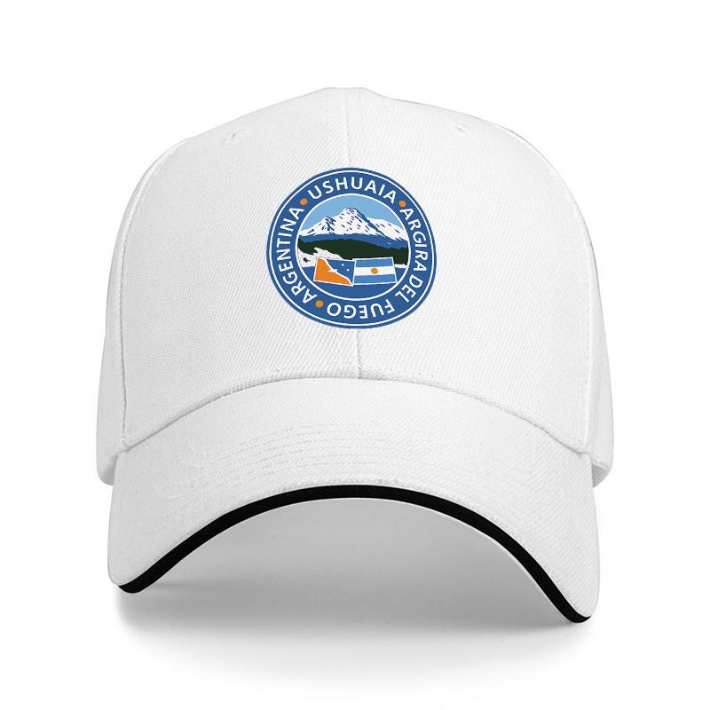Ushuaia Tierra Del Fuego Argentina Logo Baseball Cap Black Blue White Embroidered Design Outdoor Adventure Travel Souvenir Gift