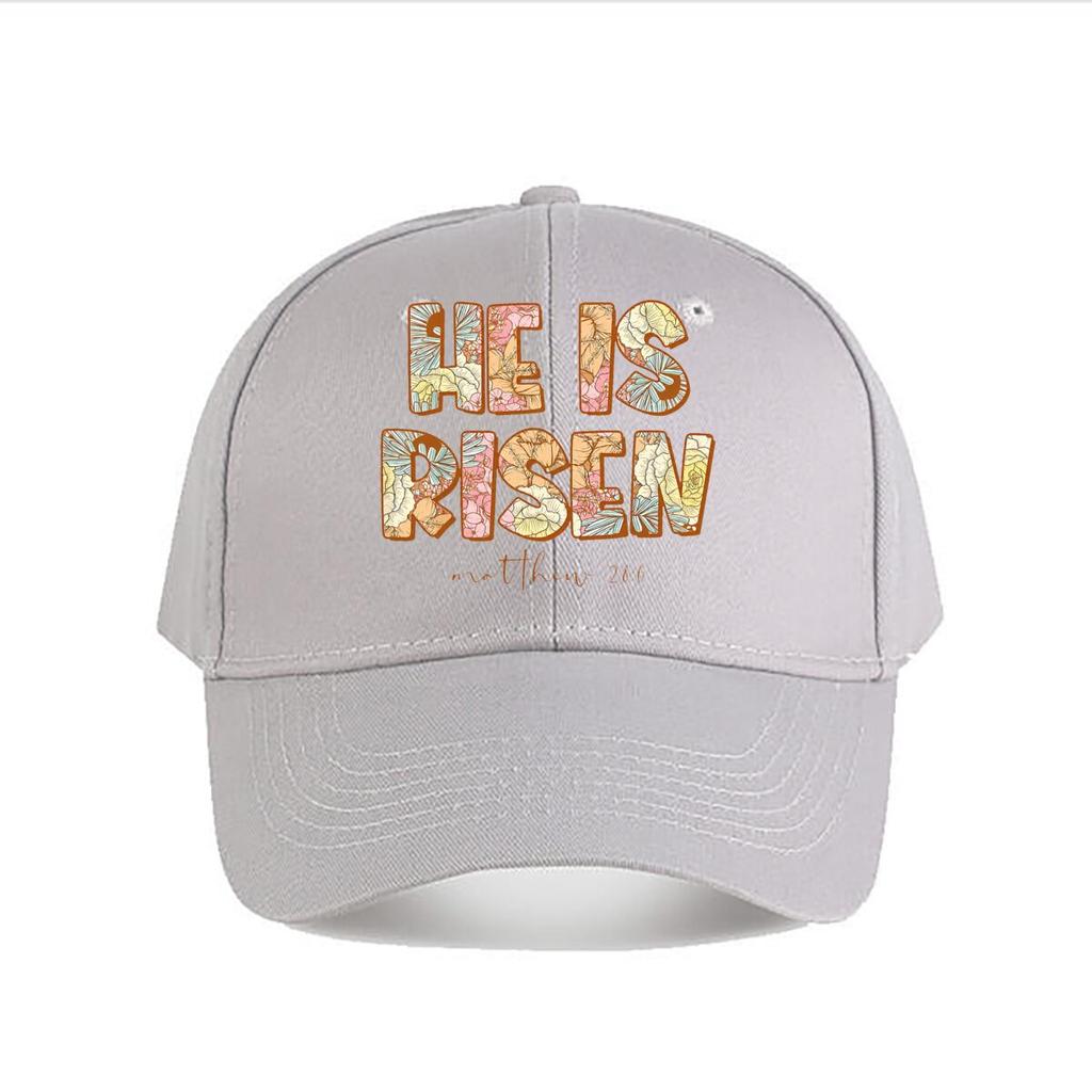 Floral He Is Risen Matthew  Christian Decor Baseball Cap Fashion Unisex Sunhat Womens Outdoor Sports