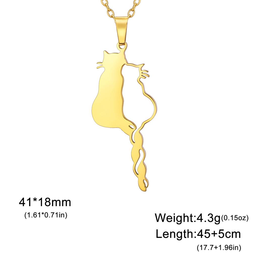 Hug Cats Necklace Women Stainless Steel Jewelry Cute Animal Pet Hugging Pendant Lovely Kitten Neck Chain Fashion Christmas Gifts