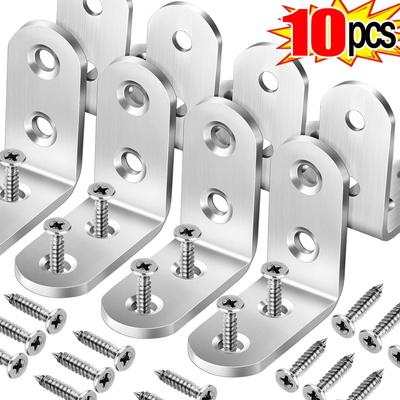 Soportes de esquina en forma de L Conectores en ángulo recto de 90 grados Sujetador de soporte de acero inoxidable para muebles de madera Marco de cama Gabinete