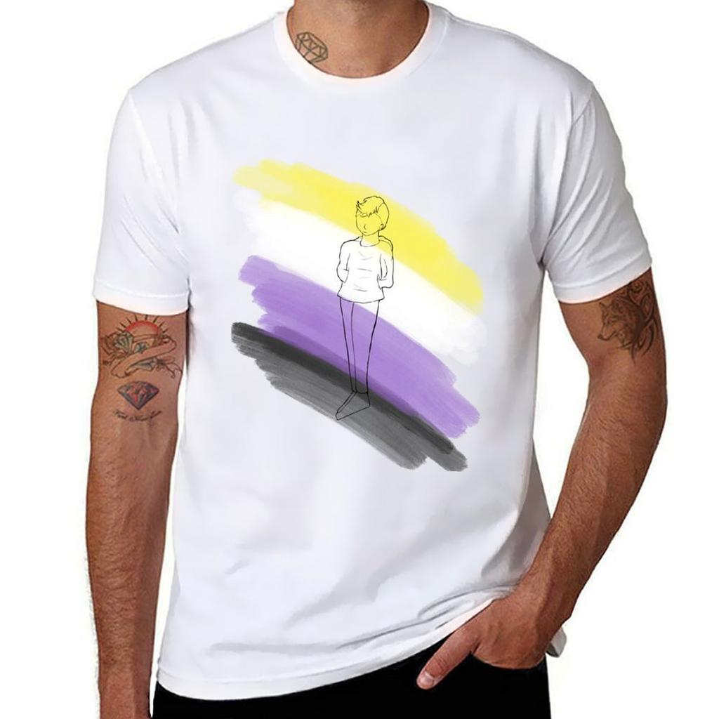 Nonbinary Pride Tshirt Minimalist Casual Short Sleeve Top