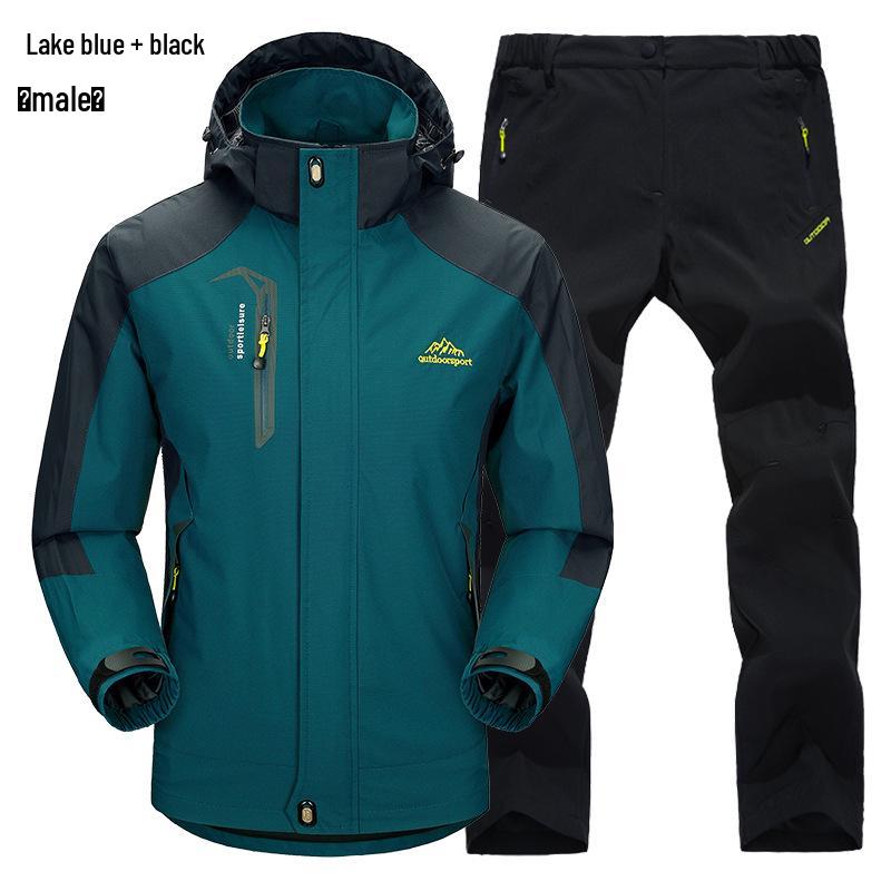 Outdoor Windbreaker Pants and Jacket Set for Men and Women - Windproof, Waterproof, Ideal for Spring/Autumn Hiking