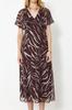 Women's Style Dress Pink Abstract Patterned A-line Chiffon Maxi Woven Dress
