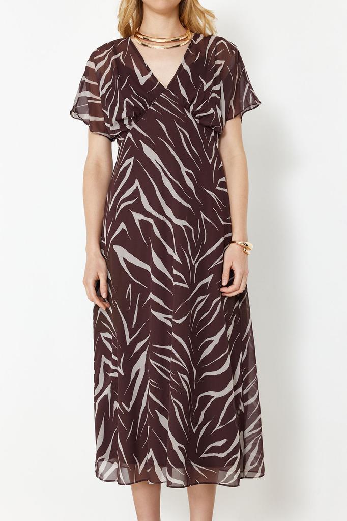 Women's Style Dress Pink Abstract Patterned A-line Chiffon Maxi Woven Dress