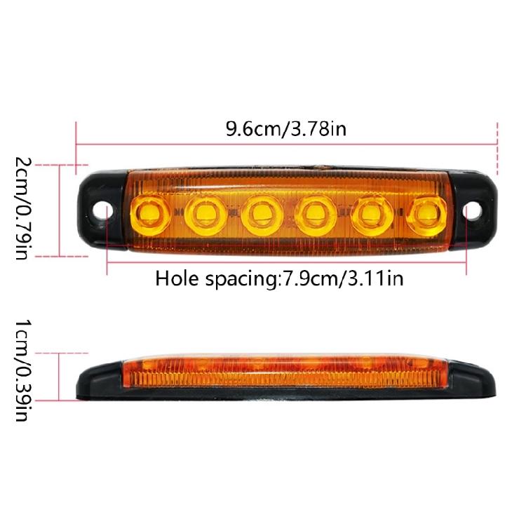 12-24V 6 LED Rear Indicator Light for Truck Trailer Side Marker Turn Signal Lamp