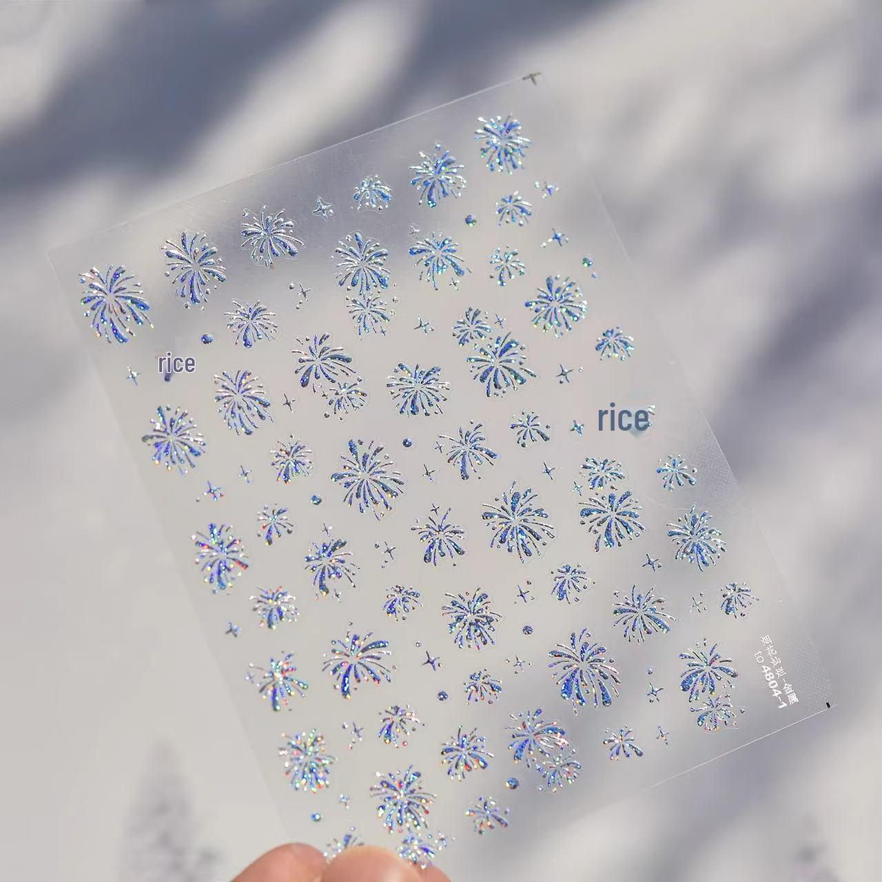 Colorful Fireworks Cat Eye Nail Art Stickers: New Year s Embossed Adhesive Back Decoration