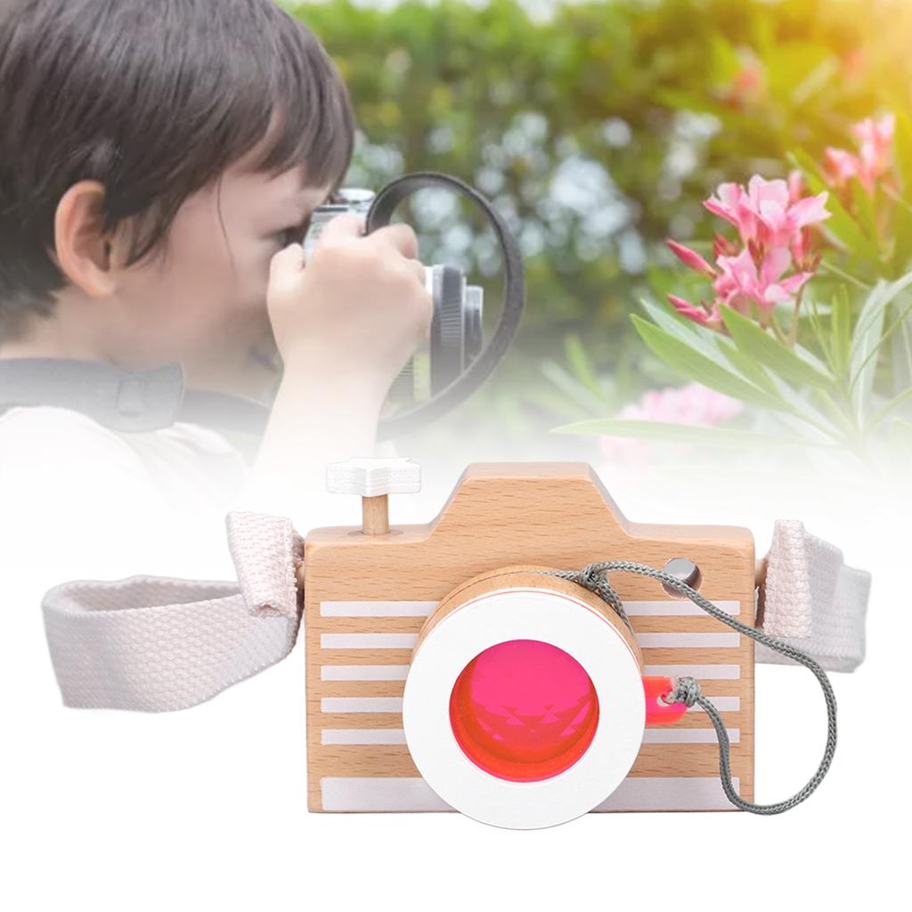 Wooden Camera Toy Educational Portable Innovative Basswood Kaleidoscope Camera for Children Toddlers