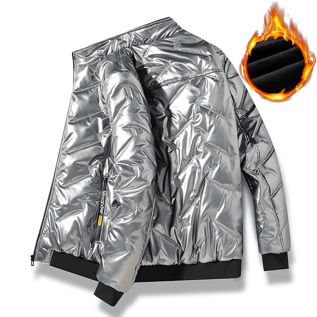 Men's Winter Casual Zipper Pocket Down Jacket Plus Down Thickened Coat Jacket Tops