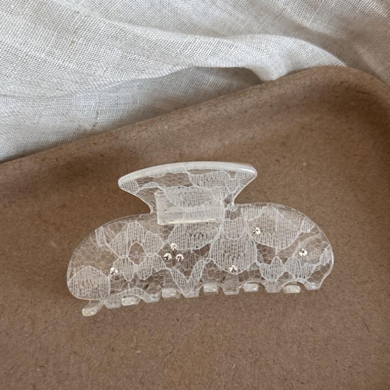 

New Korean Woman Senior Lace Pattern Hair Claw Barrettes Girl Fashion Hair Clips Hair Headwear Hair Accessories Hairpins A2