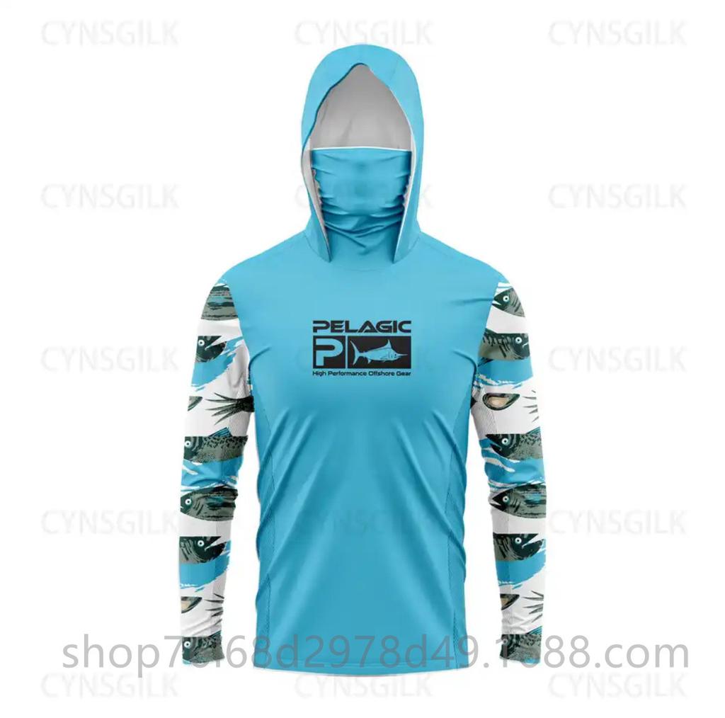 Ice silk fishing suit long-sleeved T-shirt hoodie quick-drying breathable sunscreen summer thin men