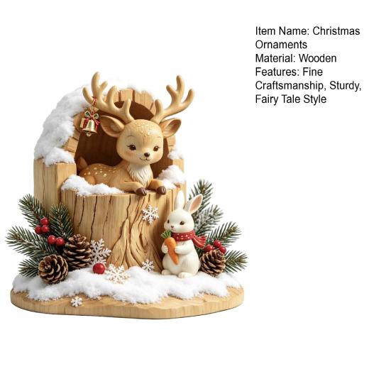 Warm Atmosphere Ornaments Fairy Tale Little Boy and Fox Wooden Figurine, Rustic Desktop Statue, Artistic Carved Decorative Tabletop Figurines