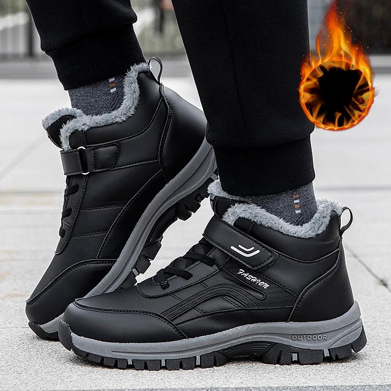 Men's and Women's Large Size Winter Warm Snow Boots Padded Lining Waterproof Ankle Boots Fur One Non-slip Hiking Sports Boots