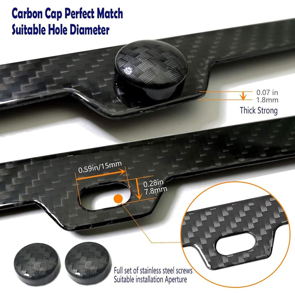 Aootf Carbon Fiber License Plate Frame- Handcrafted of 100% Real Carbon Fiber Cloth Wrap Stainless Steel Frame | Rustproof License Plate Screws with