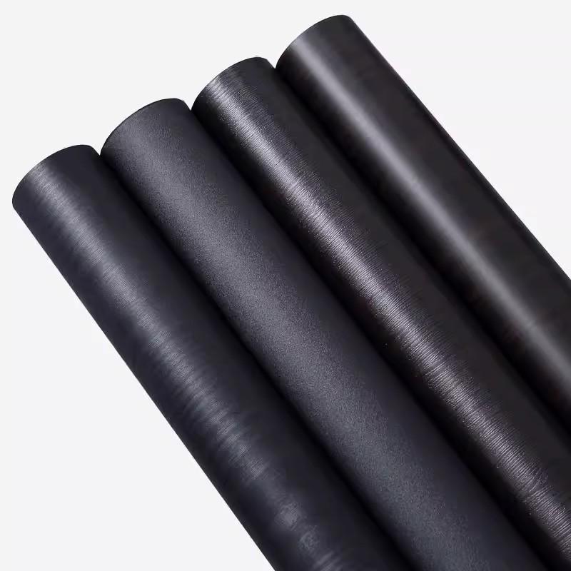 Waterproof Black Wood Grain Self-Adhesive Wallpaper for Light-Blocking and Furniture Renovation