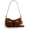 Coach Waverly 14 Abnehmbarer Langer Schultergurt Wildleder und Kalbsleder Mini-Schultertasche Damen Schultertasche Warm-Braun CDZ21-B4WBR