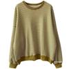 Women's Spring and Fall Loose Round Neck Sweatshirt Plus Size Head Set Striped Age Reduction Jacket