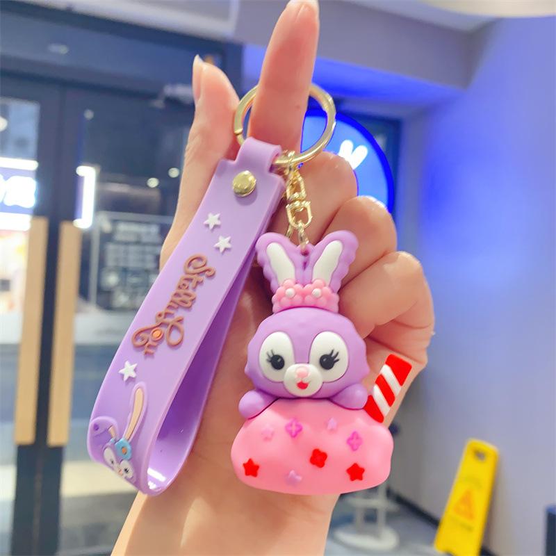 Cartoon Cute Cute Drag Bunny Pendant Car Keychain Children's Toys Small Gifts Doll Machine Accessories