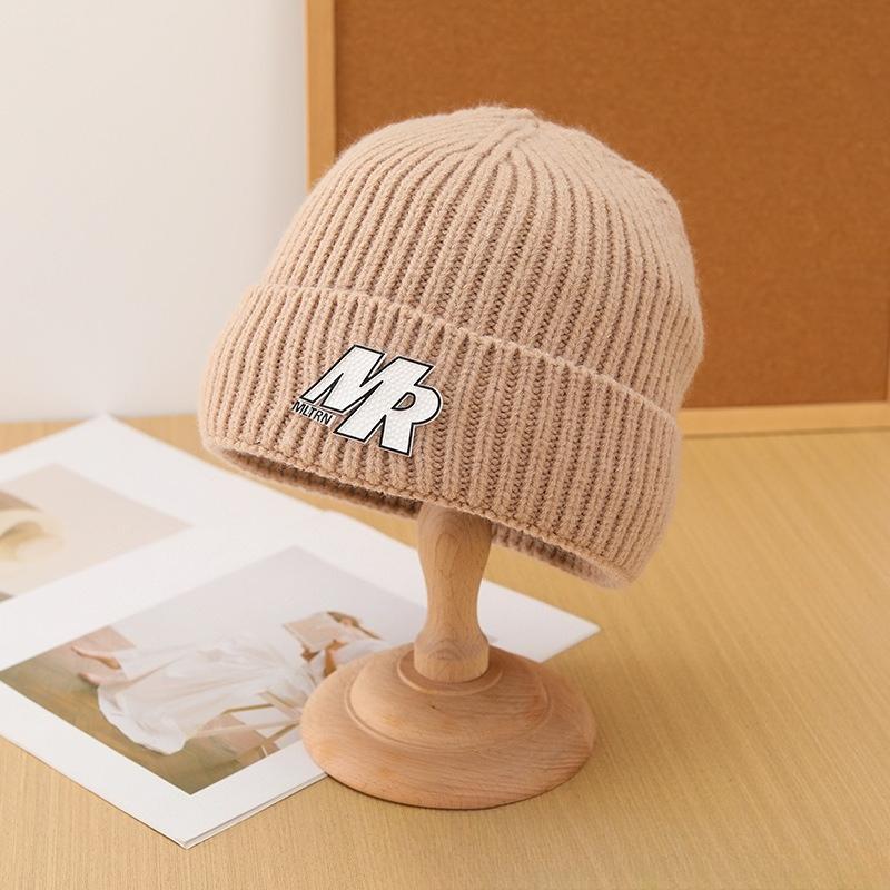 

Korean Style Autumn and Winter Label Woolen Hat for Women Velvet Thickened Warm Knitted Hat Versatile Fashionable Cold Hat One Size