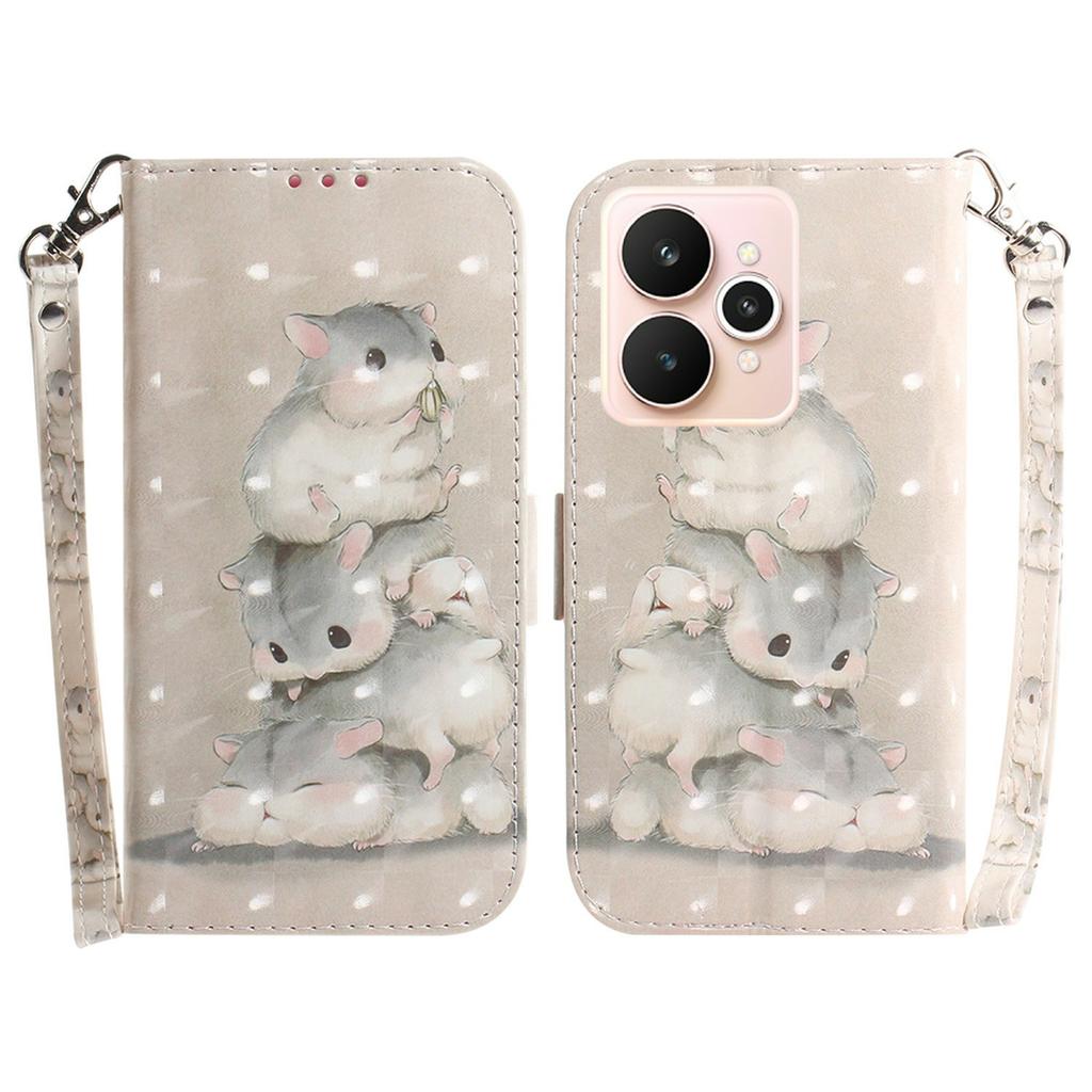 For Realme 15 Pro 5G/15 5G Case Pattern Printing Leather Wallet Phone Cover with Wrist Strap