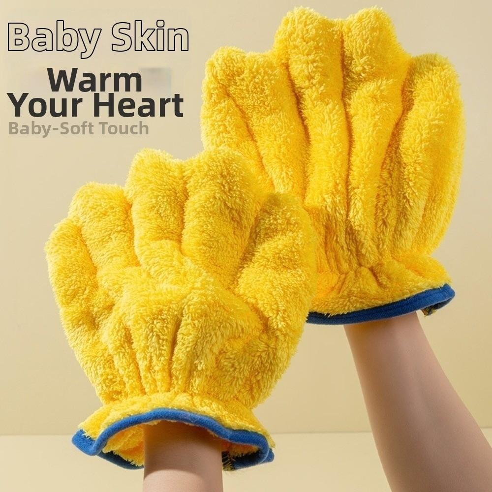 Soft Absorbent Gloves Coral Fleece Wipe Head Towel Hair Accessory Quick Dry Mittens  Barber Shop