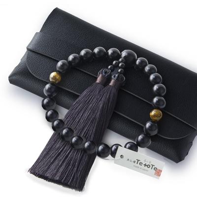 To Te Hand To Made In 22 Genuine Ebony Velvet Silk Tiger Eye for with PU Leather Prayer Bead Perfect for Visiting Funeral Prayer Beads Prayer Beads