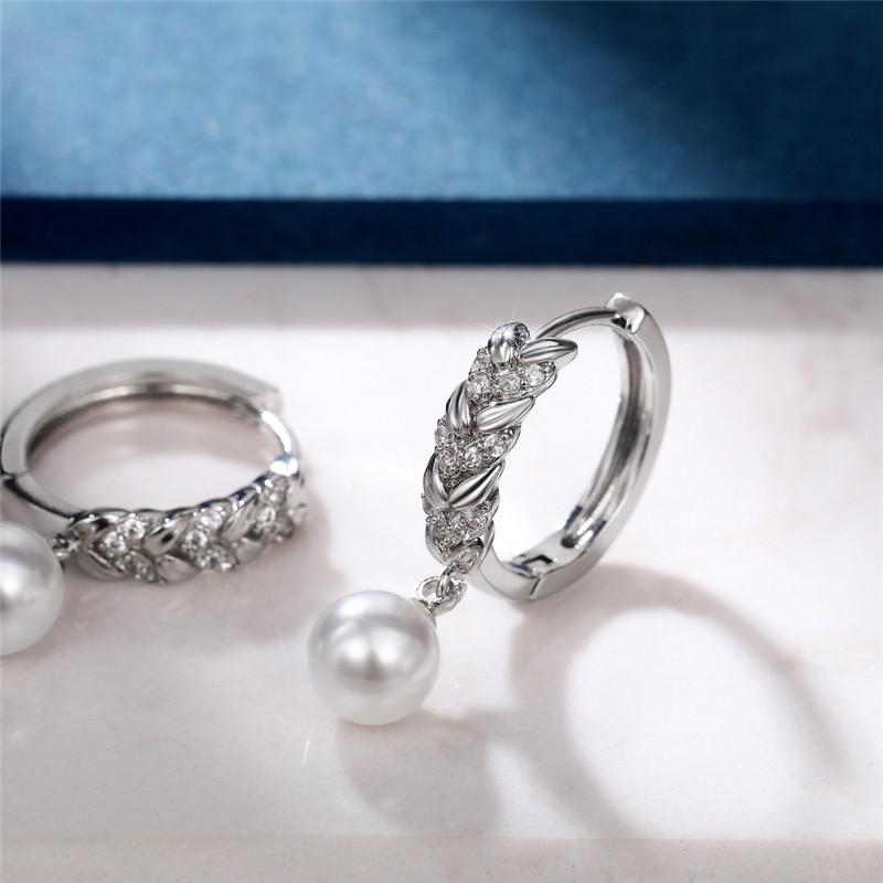 POMOiii Pendientes colgantes de perlas de imitación para mujer, accesorios de boda de nuevo diseño, joyería de moda