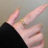 Zircon Checkerboard Double-layer Open Ring Temperament Fashionable Index Finger Ring Simple Personalized Jewelry