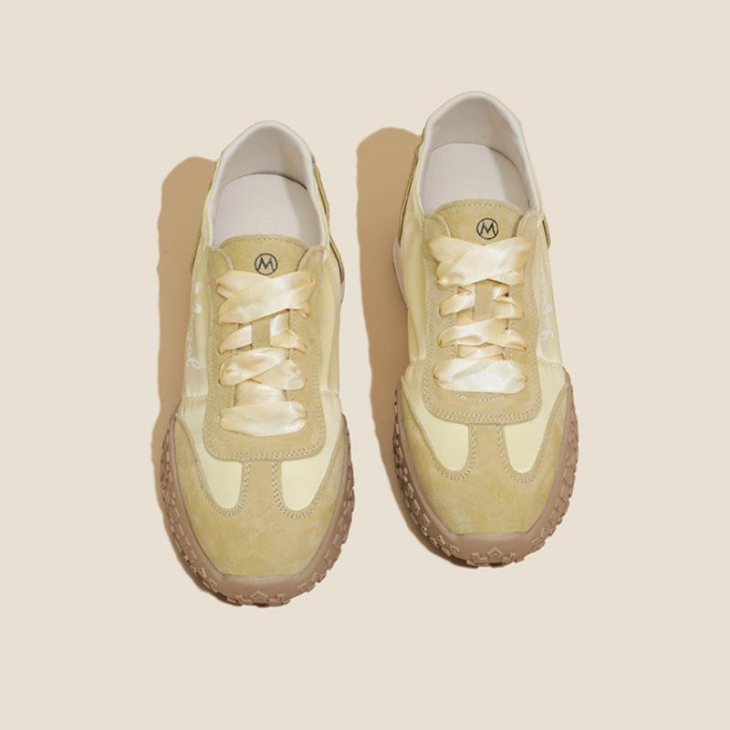 Women's 7cm Hidden Heel Leather Ballet Training Shoes - Breathable Soft Sole Height-Increasing Casual Sneakers