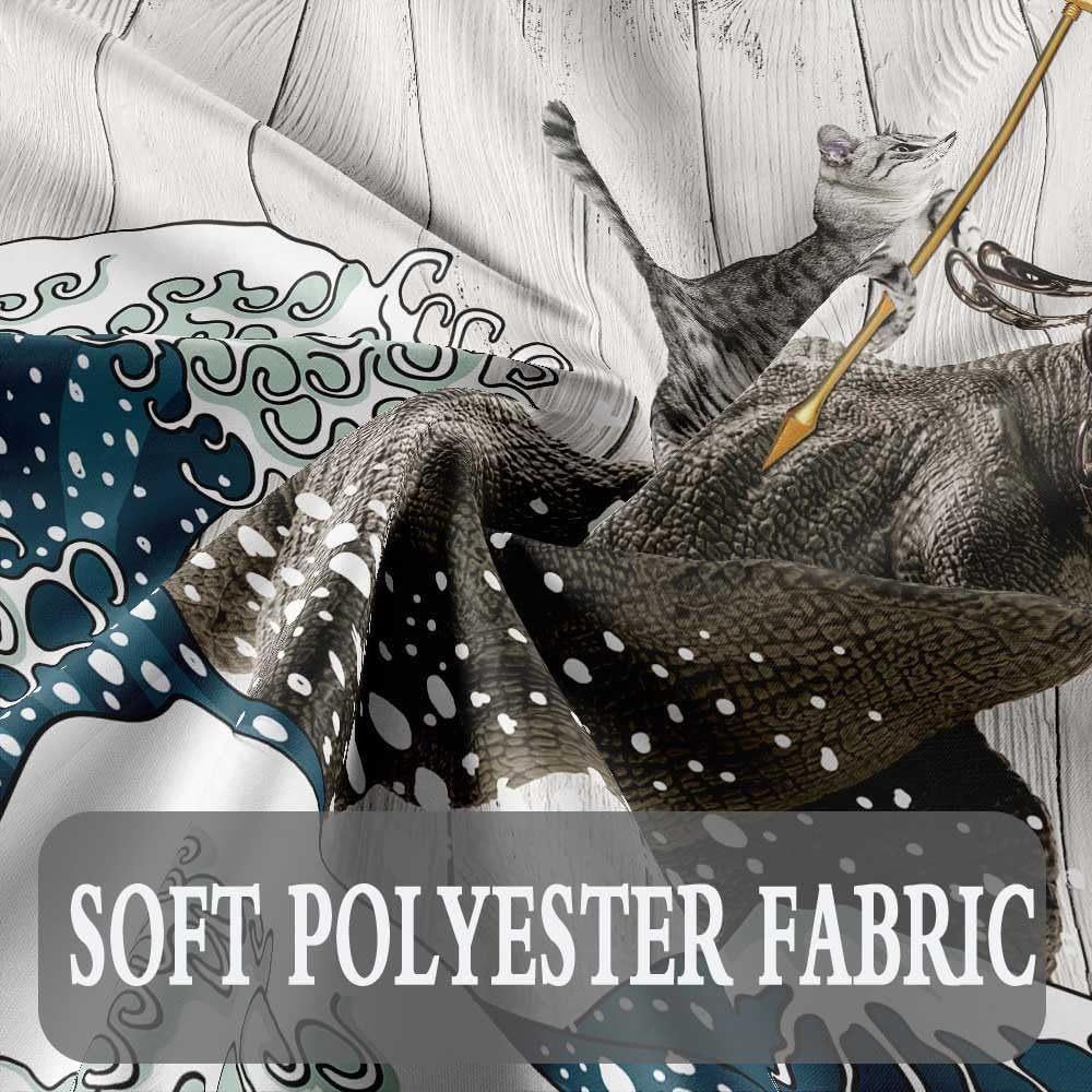 Zasłona Prysznicowa z Kotem Fajny Kot Dinozaur Japońska Fala Dekoracja Tkanina Zasłona Łazienkowa Dziecięca Wiejska Drewniana Domek Wiejski Zasłona Prysznicowa