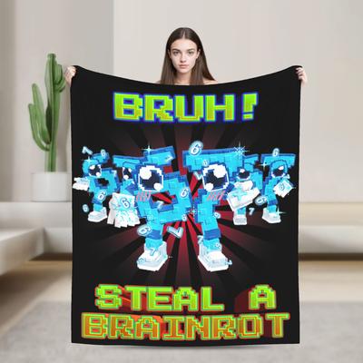 Bruh Los 67 Six Seven 6-7 Funny Brainrot Soft Blanket Plush Throw Blanket Novelty Couch Chair Flannel Bedspread Bed Cover