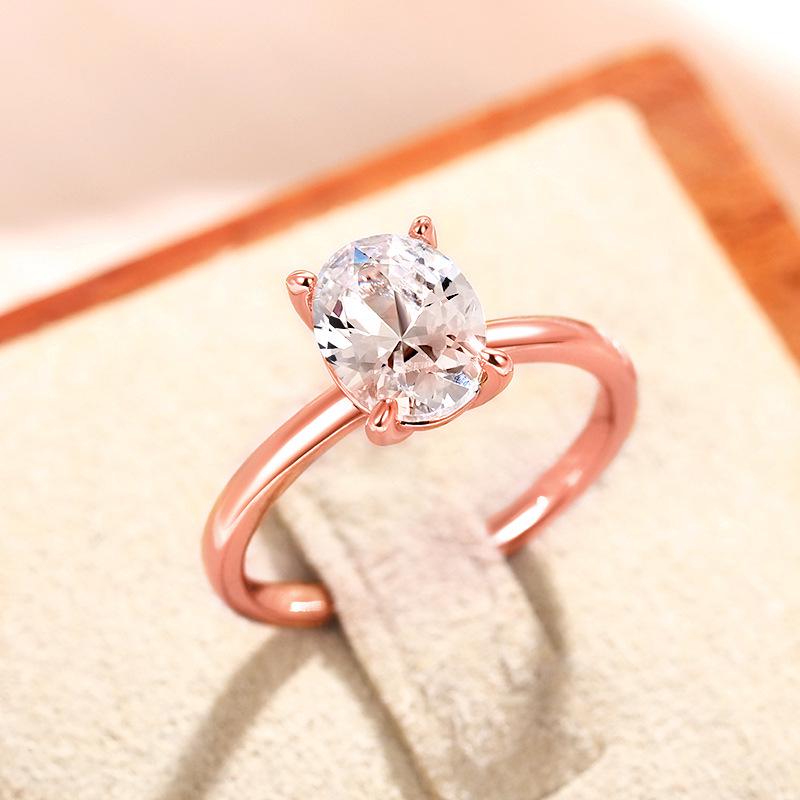 

Cao Shichao Women s Oval Zirconia Ring: Elegant High-End Jewelry Design Size 9 розового золота