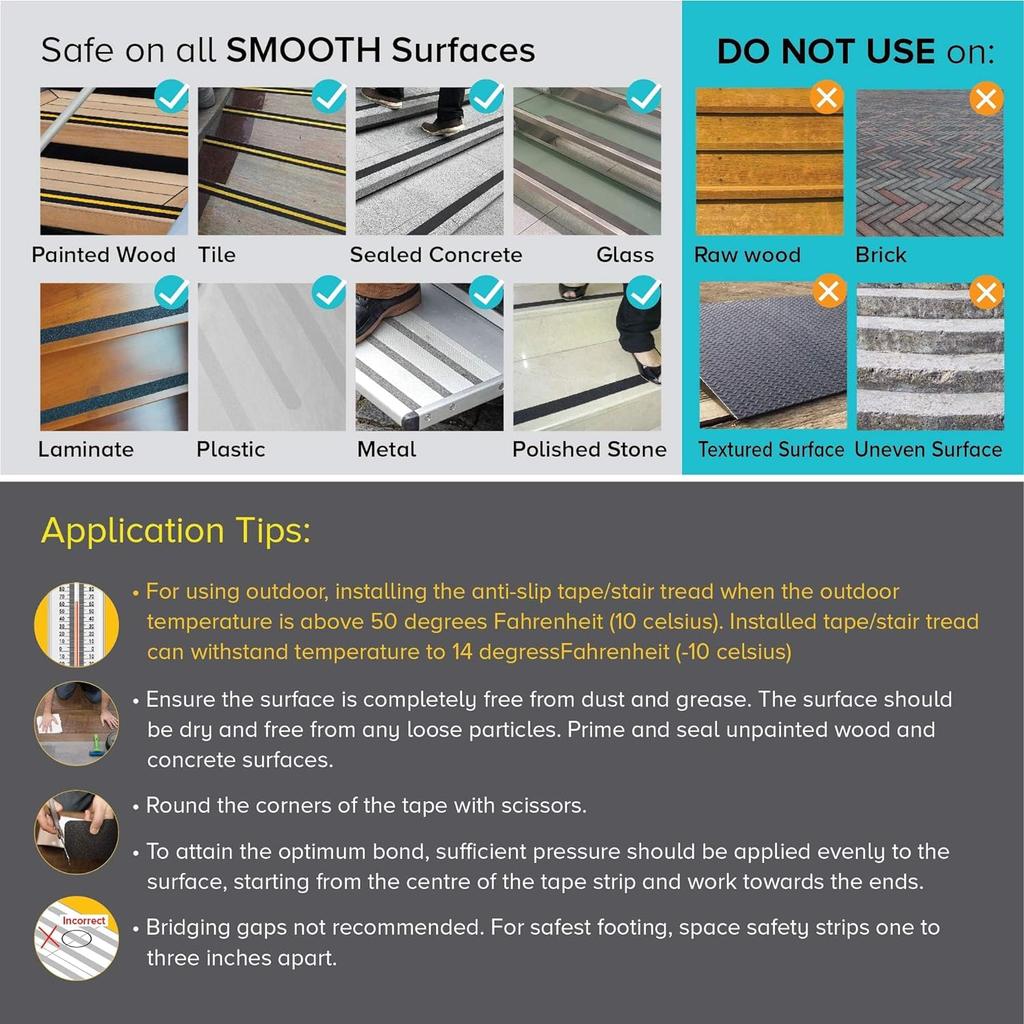 2.5/5cm Heavy Duty Anti Slip Tape Waterproof Outdoor Grip Tape For Stair Steps Ramp Skateboards Adhesive Non Slip Strips Sticker