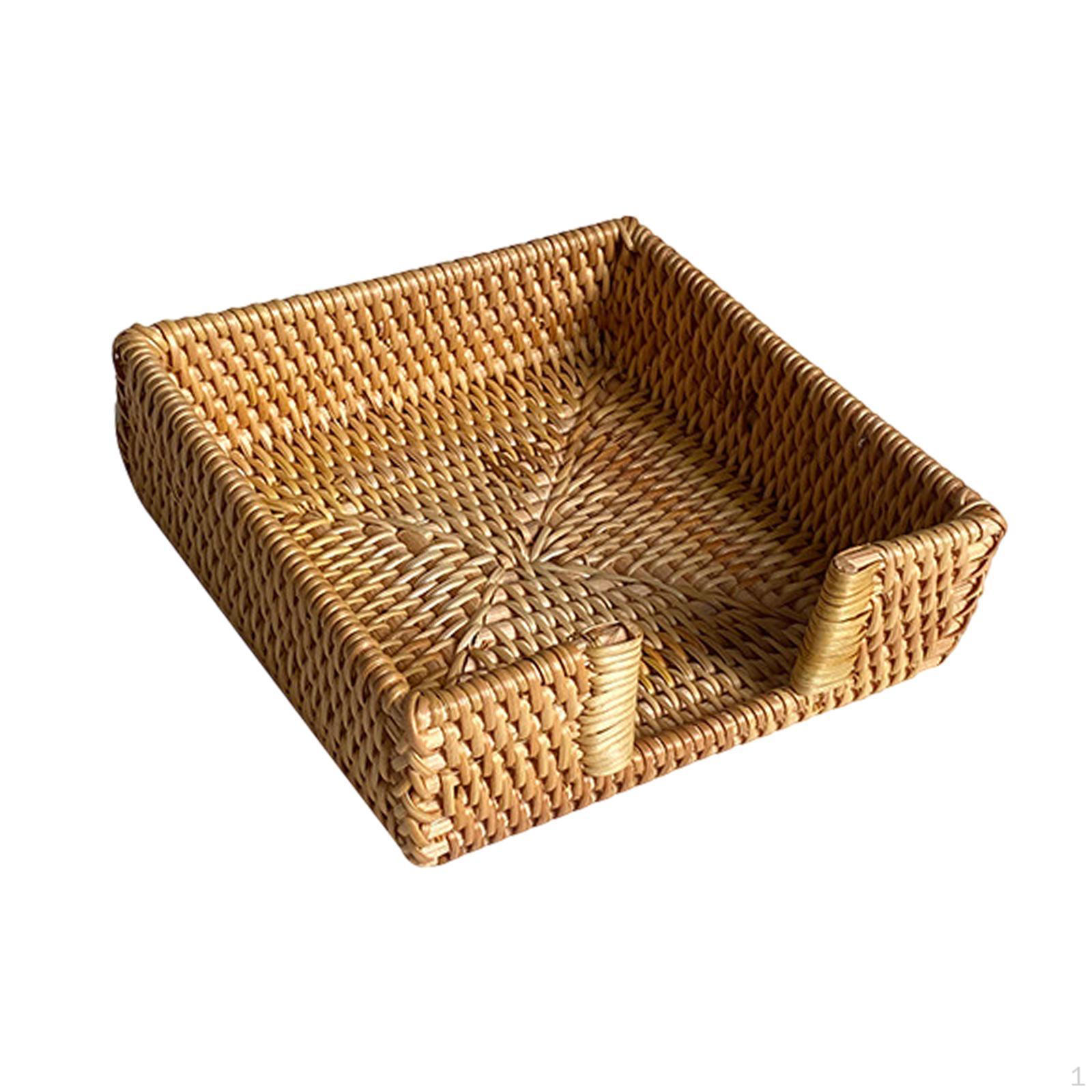 

Плоская корзина для хранения салфеток, плетеный держатель для салфеток, поднос из ротанга для кафе 19x19x6cm