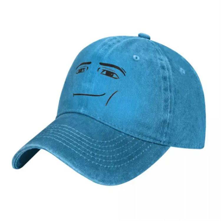 Personality funny smiley face print old washed baseball cap outdoor shading casual cap sun hat