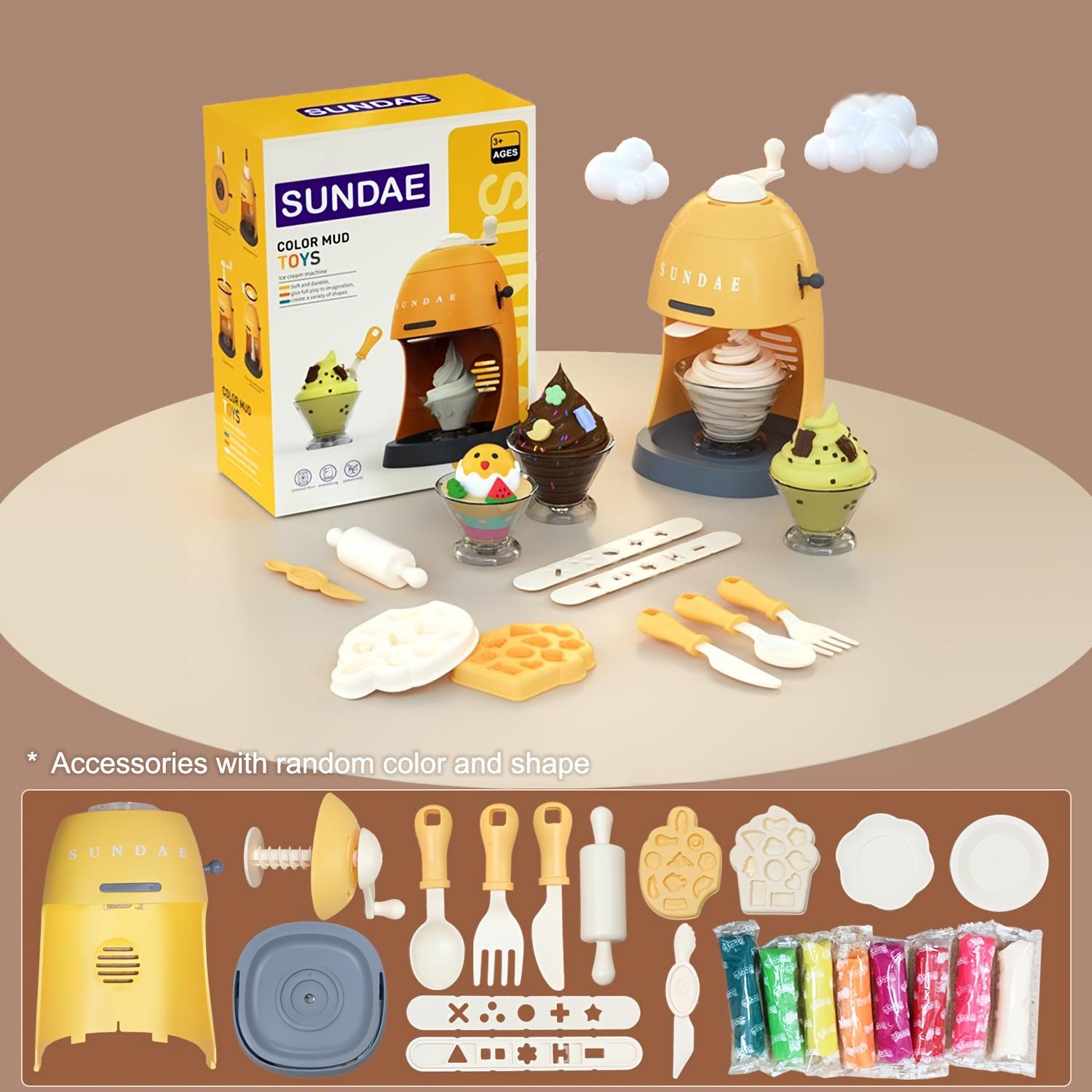 Toy Colorful Clay Simulation Ice Cream Machine Play House Ice Cream Machine Kitchen Playdough for Birthday Gift