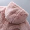 Winter Girls Coat Super Warm Mink Fur Padded Thickened Long Sleeve Hooded Coats Baby Kids Children Jacket Plush Outerwear