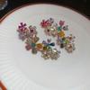 Elegant Sweet Rhinestone Flower Earrings Hollow Out Ear Jewelry Shining Flower Earrings Ornaments Colored Sweet Ear Clips Gift